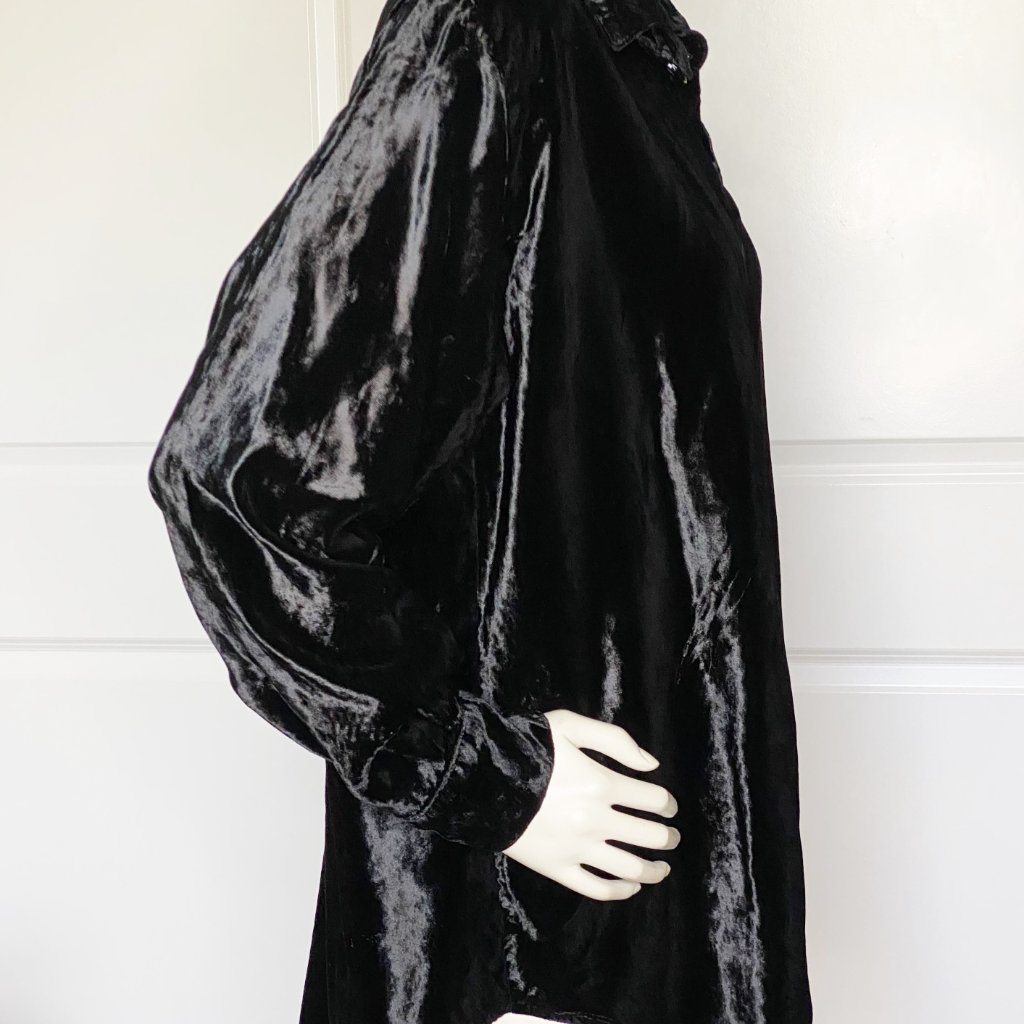 Cp Shades Black Velvet Rayon Oversize Shirt Size: M